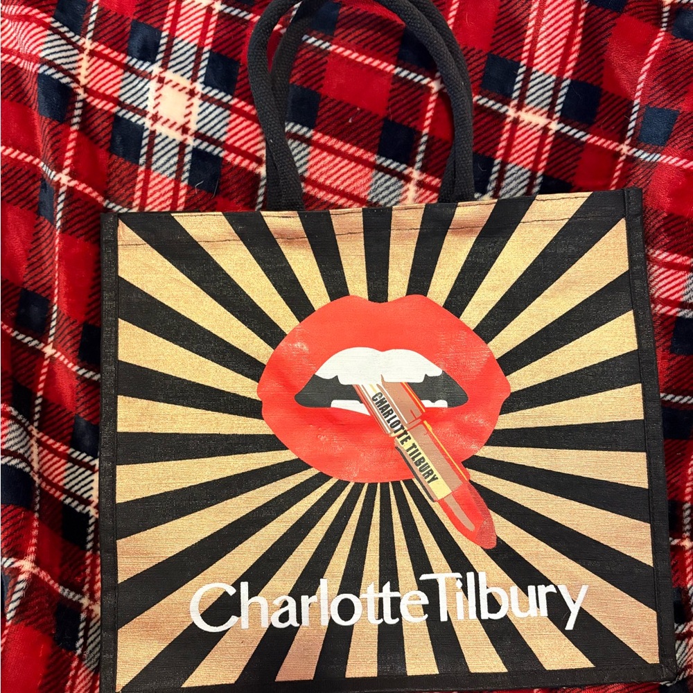 Charlotte Tilbury Red and Gold Graphic Tote
